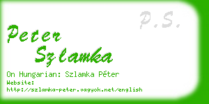 peter szlamka business card